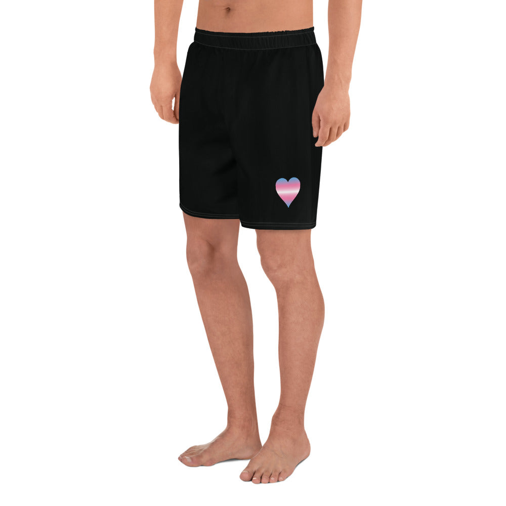 Transgender Heart All-Over Print Men's Athletic Long Shorts