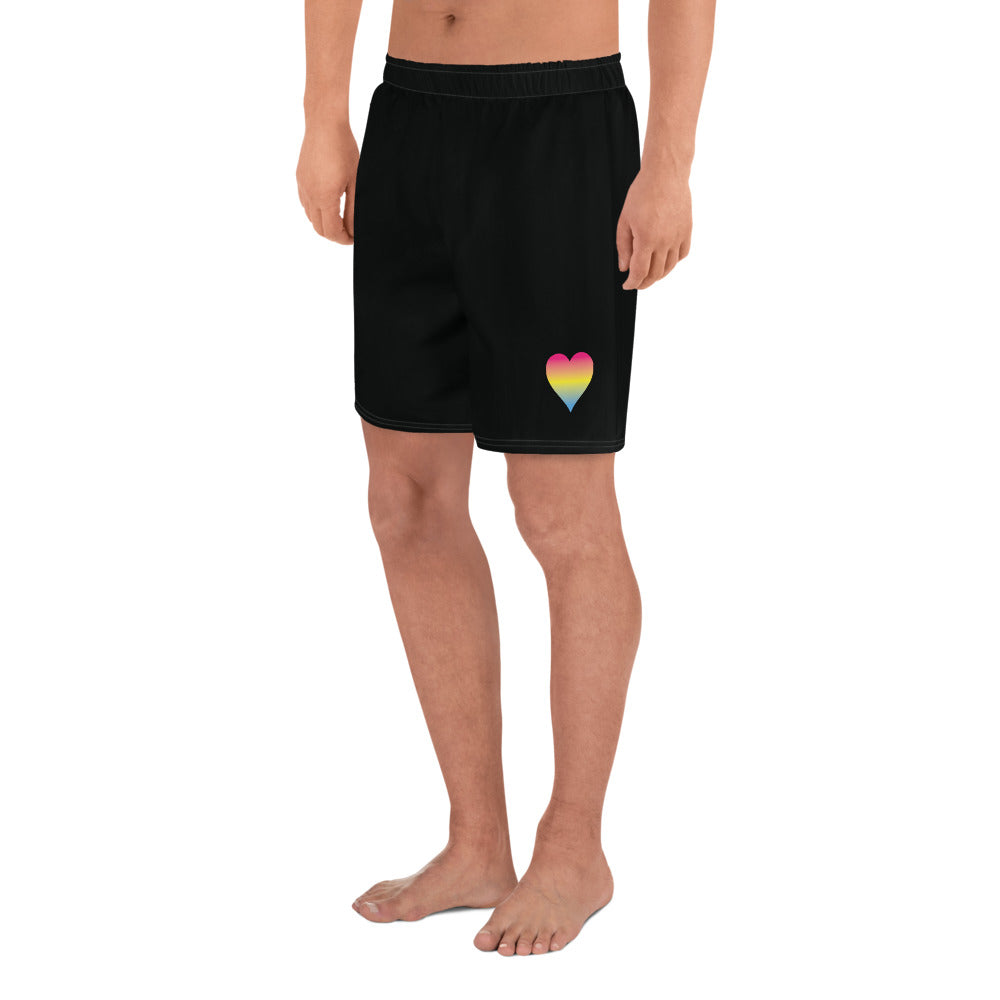 Pansexual Heart All-Over Print Men's Athletic Long Shorts