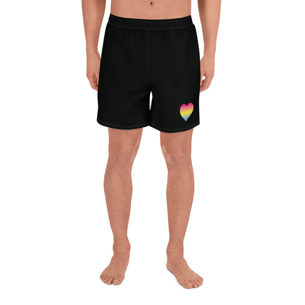 Pansexual Heart All-Over Print Men's Athletic Long Shorts