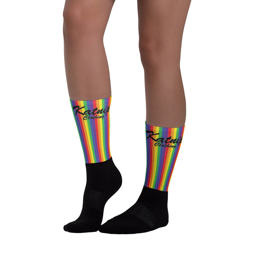 Rainbow Black foot socks