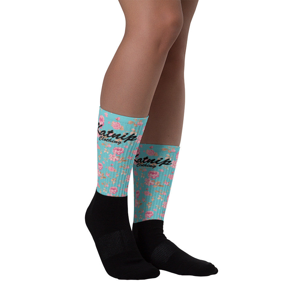 Floral Black foot socks