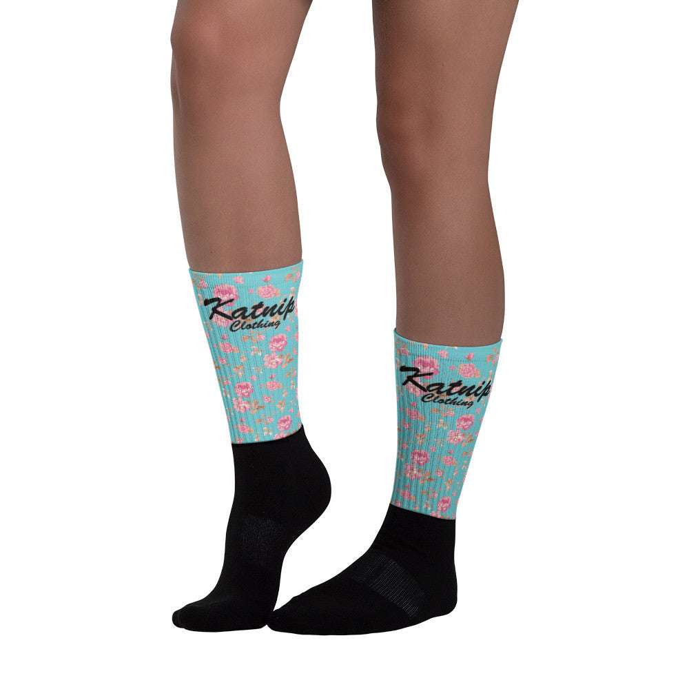 Floral Black foot socks