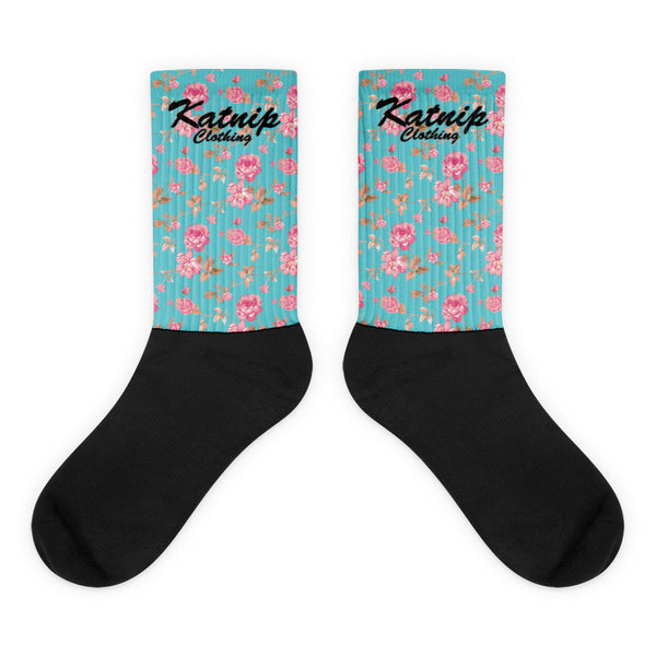 Floral Black foot socks