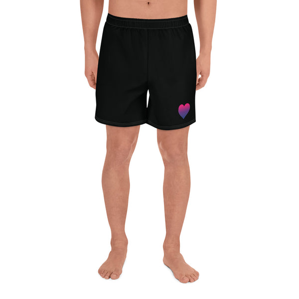 Bisexual Heart All-Over Print Men's Athletic Long Shorts