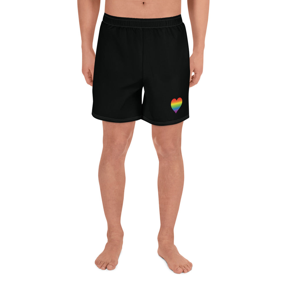Gay Heart All-Over Print Men's Athletic Long Shorts